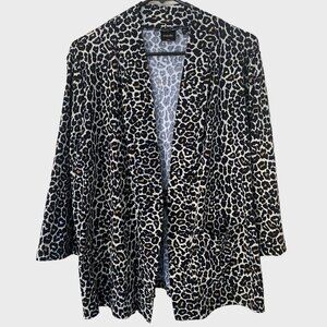 Rafaella Open-Front Leopard Print Cardigan Sweater Women's XL Comfort Casual Fit